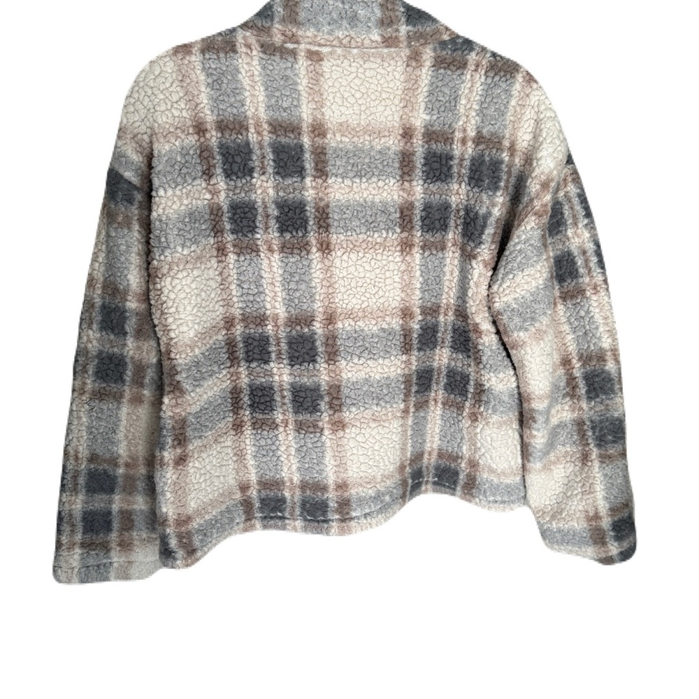 Thread & Supply Ivory plaid Sherpa Teddy Jacket | Size M - Picture 6 of 9